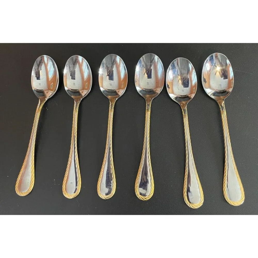 Cambridge Carlyle Gold Accents Rope Stainless Tablespoons Set Of‎ 6